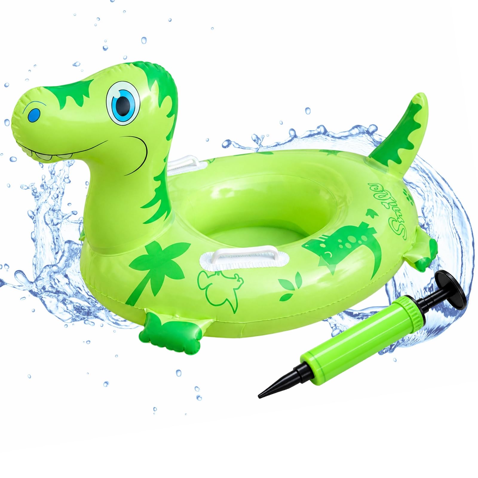Pool Inflatables for Kids, Dinosaur Pool Inflatable Float with Hand Pump, Toddler Float for Swimming Learning, Summer Water Activities, Green T-Rex Design 76 x 42 x 44 cm