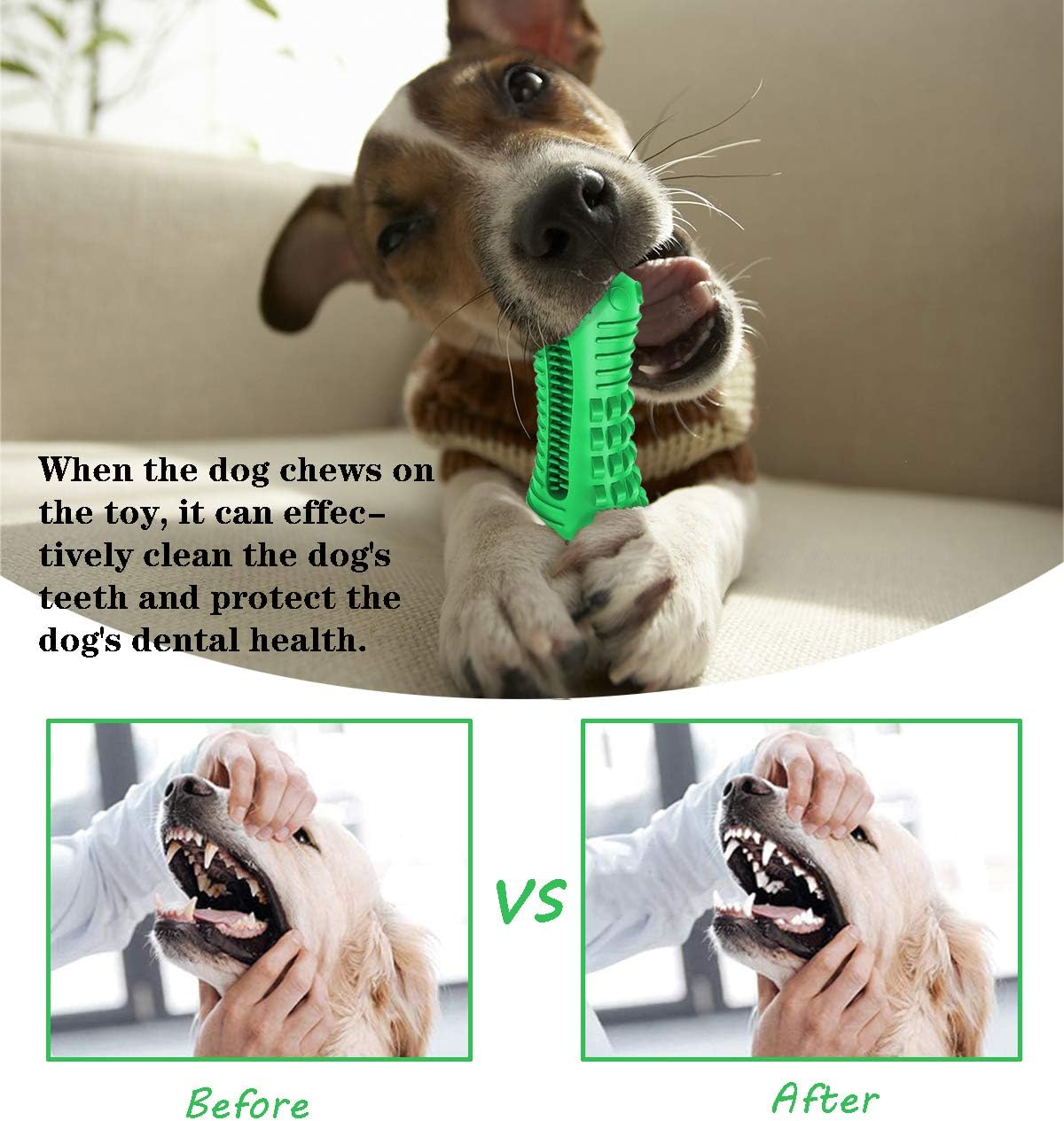 N/B Dog Chew Toys Dog Toothbrush Toys Squeaky Toys Made of Indestructible Natural Rubber Suitable for Medium and Large Dogs (30-80 lbs)