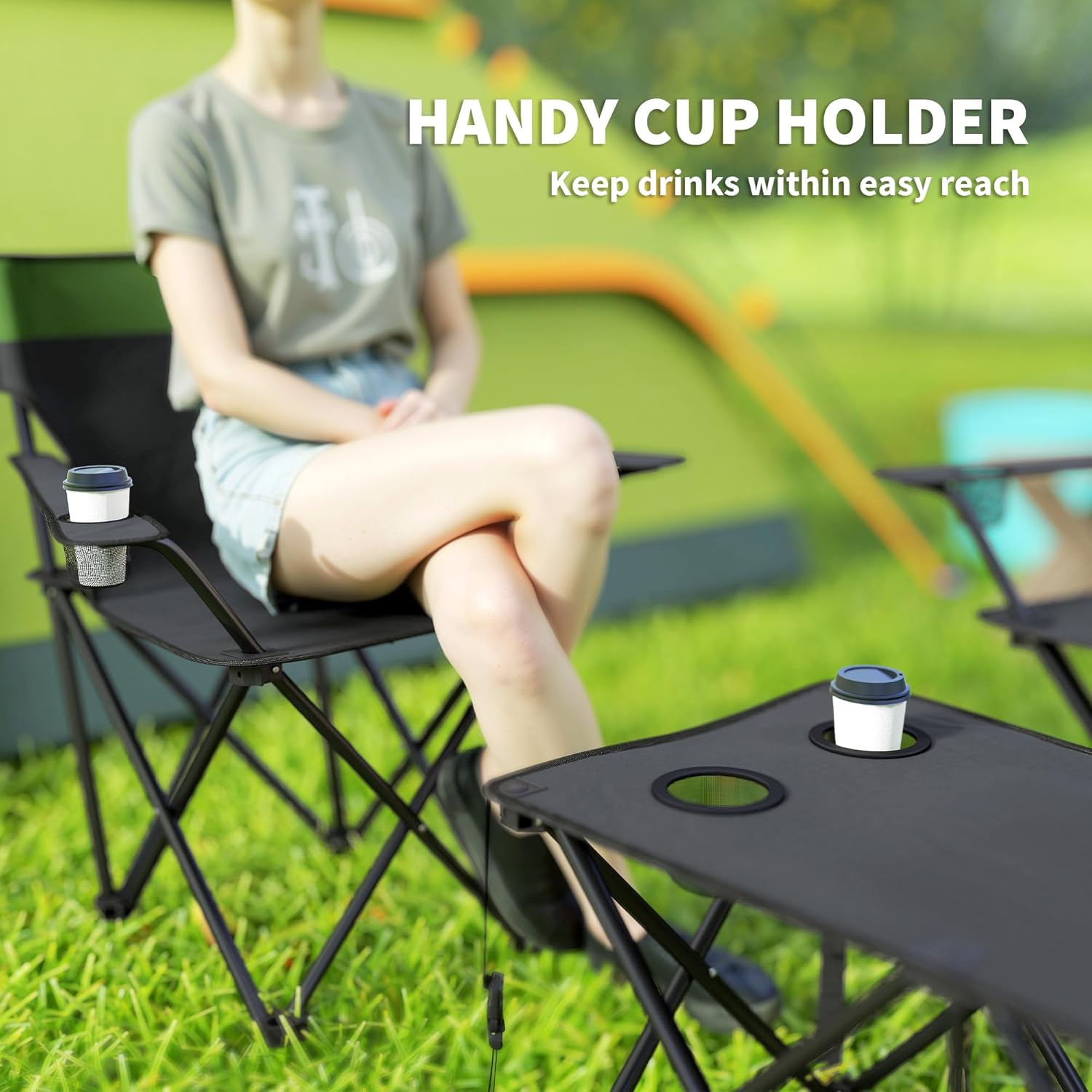 Foldable Picnic Table Set with 3 Chairs and Carry Bag for Outdoor Camping
