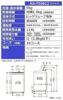 Amazon.co.jp: Panasonic NA-F50B12-N Fully Automatic Washing