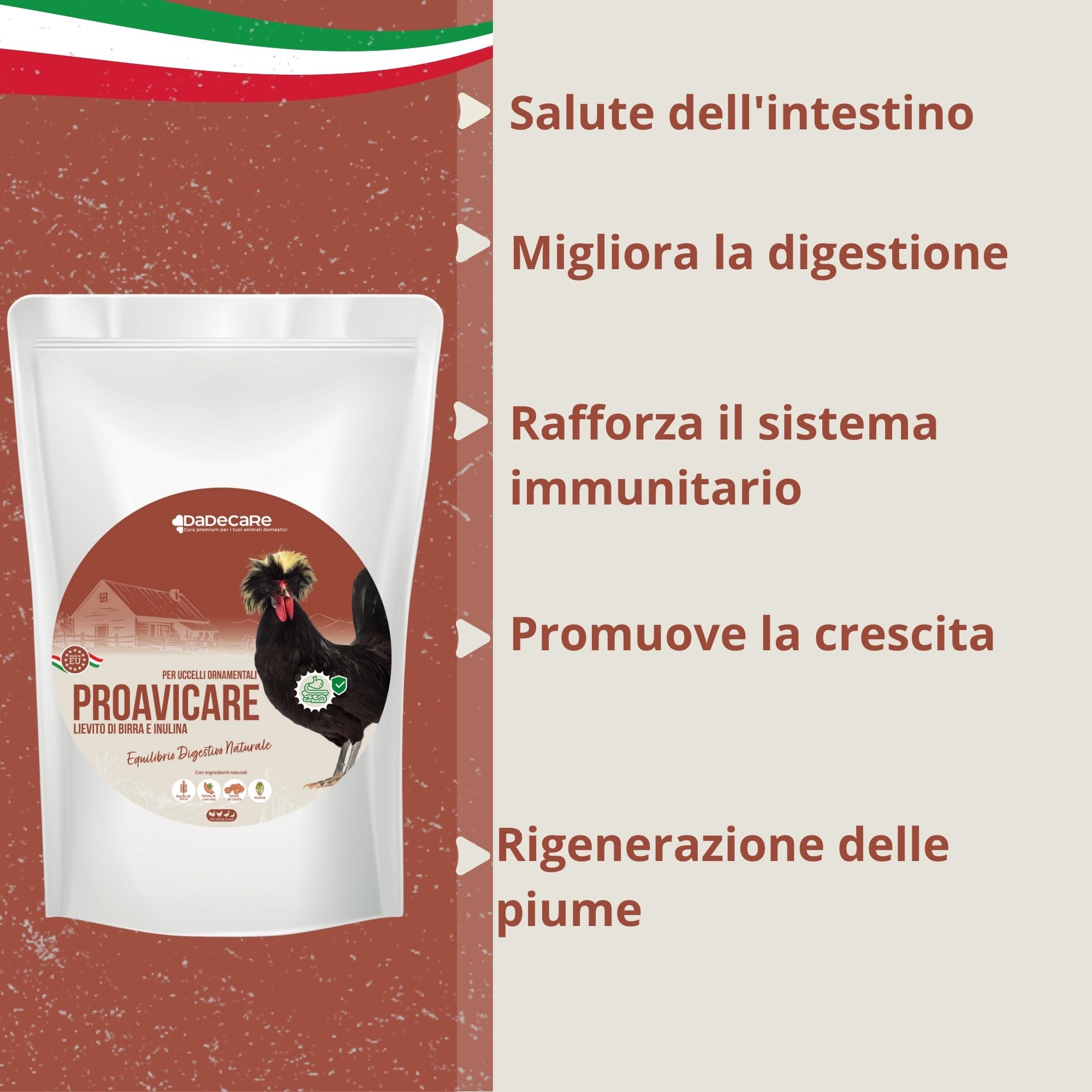 Proavicare - Lievito di Birra 1.5kg con Pro e Pre biotici - Migliora la Flora Intestinale - Vitamine B - Galline, Pollame e Uccelli Esotici - Ricco di Minerali e Aminoacidi