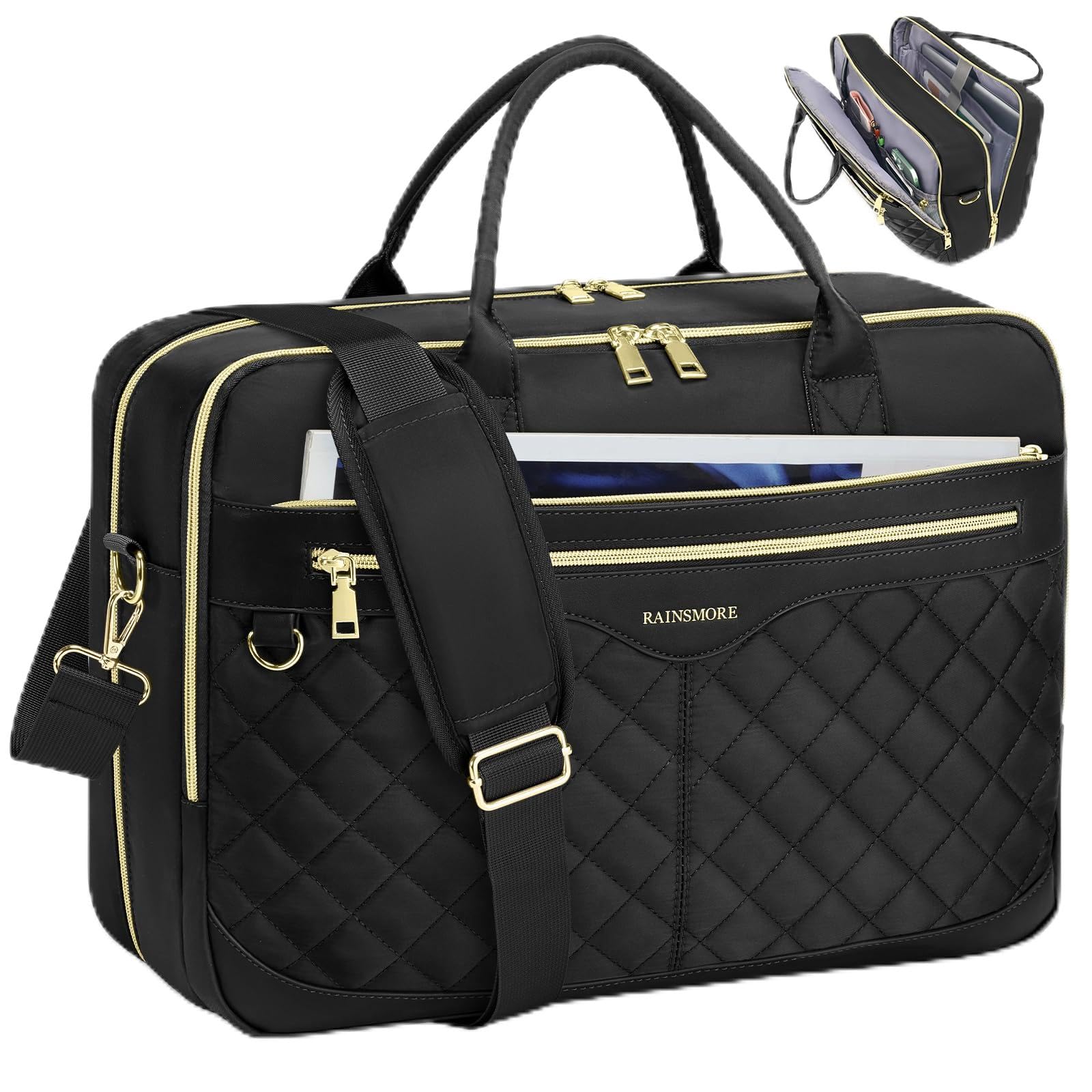 RAINSMORE Laptop Bags for Women 17 Inch Laptop Briefcase Waterproof Messenger Bag Large Computer Bag for Office Work College