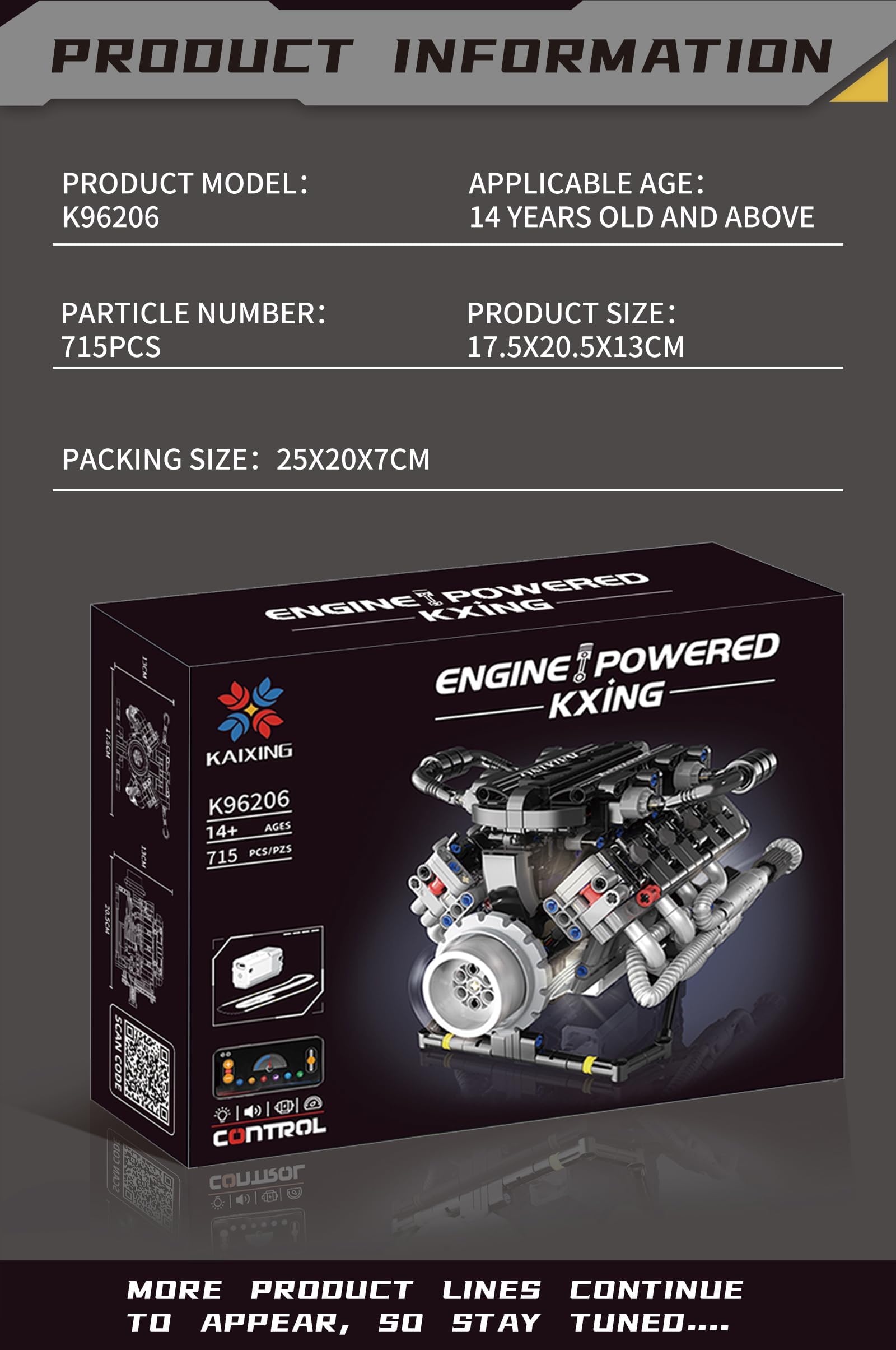 V8 Motor Bausteine Spielzeug, APP-gesteuerter V8 Motor Bausatz Auto Klemmbausteine Technik Modell, Enthält Acht-Zylinder und Batteriekasten, als Spielzeug/Geschenk/Sammlerstücke für Auto LKW Fans (D)