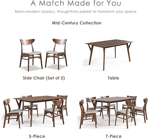 Miniatura 6 de Furniture of America Beck Mid-Century - Juego de 2 sillas de comedor modernas, de madera maciza con respaldo curvado y patas en ángulo, asiento