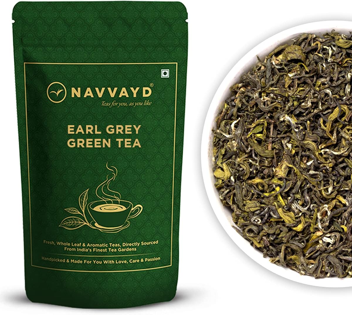 NAVVAYD Earl Grey Green Tea (100 Grams, 50 Cups), Delicious & Healthy Tea with Natural Ingredients