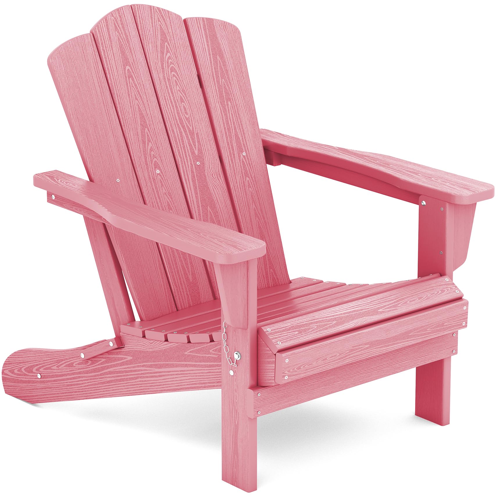 KINGYES Folding Adirondack Chair, HDPE All-Weather Folding Adirondack Chair, Light Pink