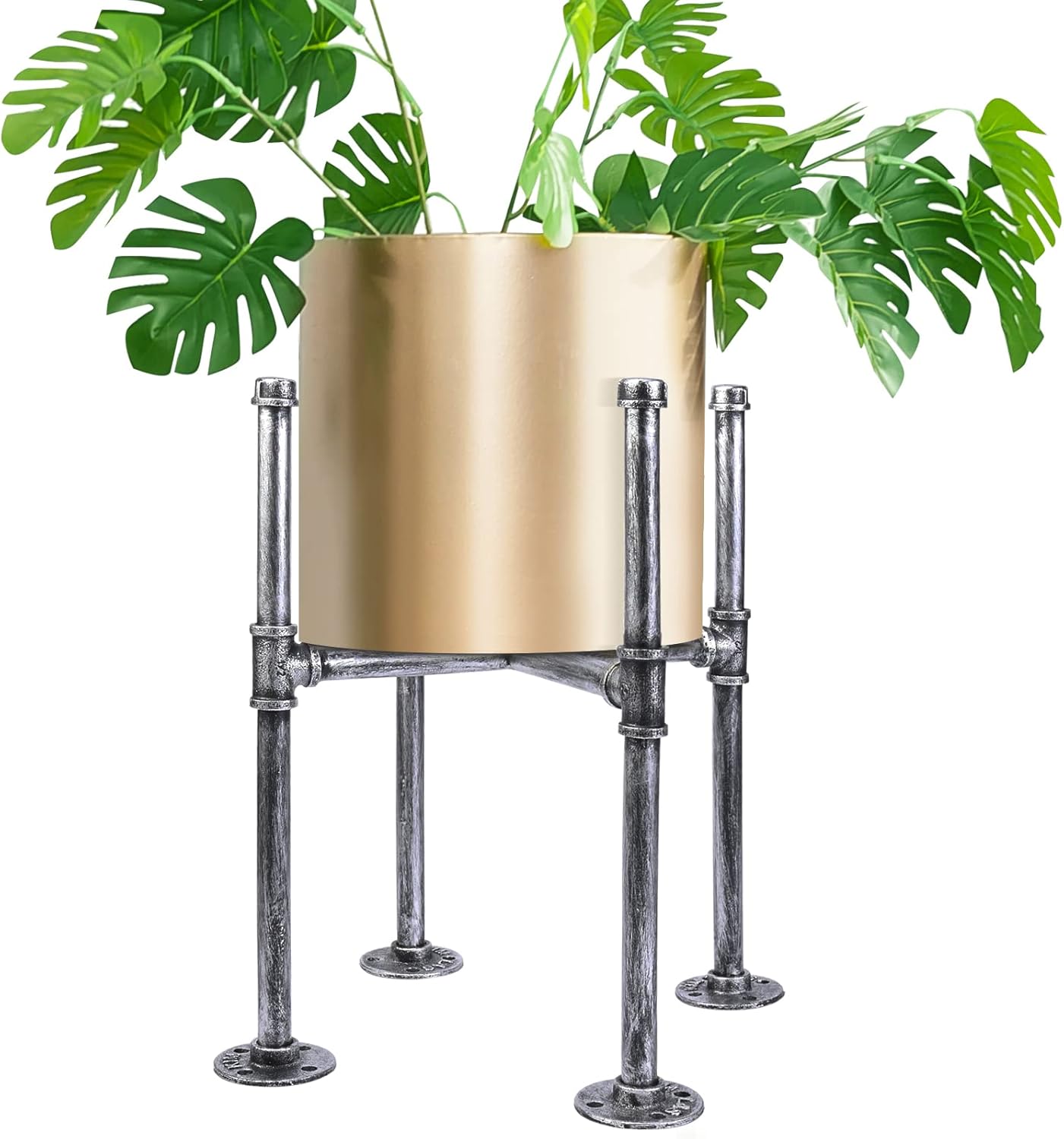 Rustic Metal Planter Stand, Industrial Pipe Shelf Plant