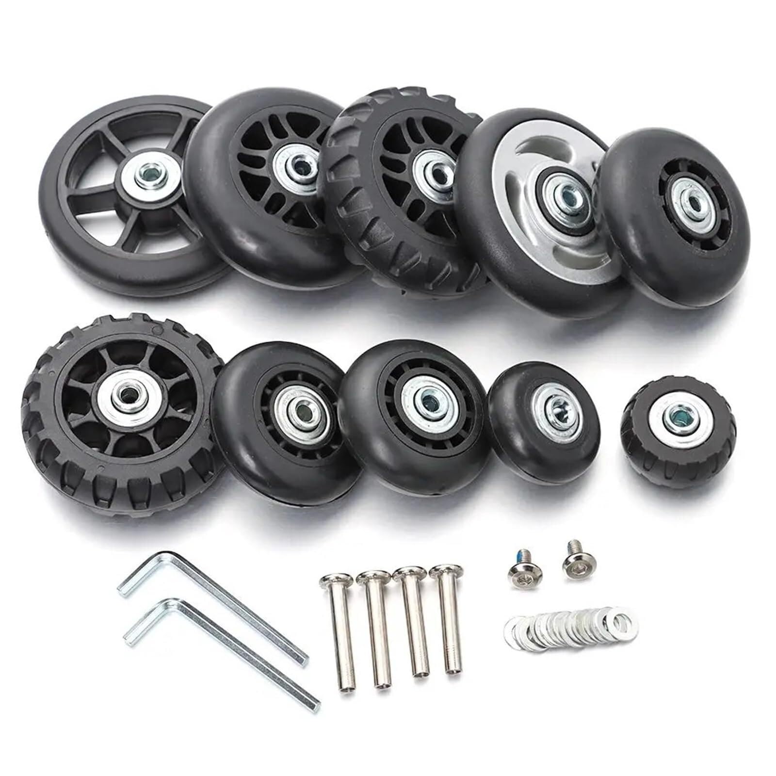 Ruedas para Maletas De Viaje Ruedas De Repuesto Universales for Maleta, Kit Herramientas Reparación Giratorias, Ejes Duraderos, Silencioso, con Tornillo, 8 Uds(74mm-28.7mm)