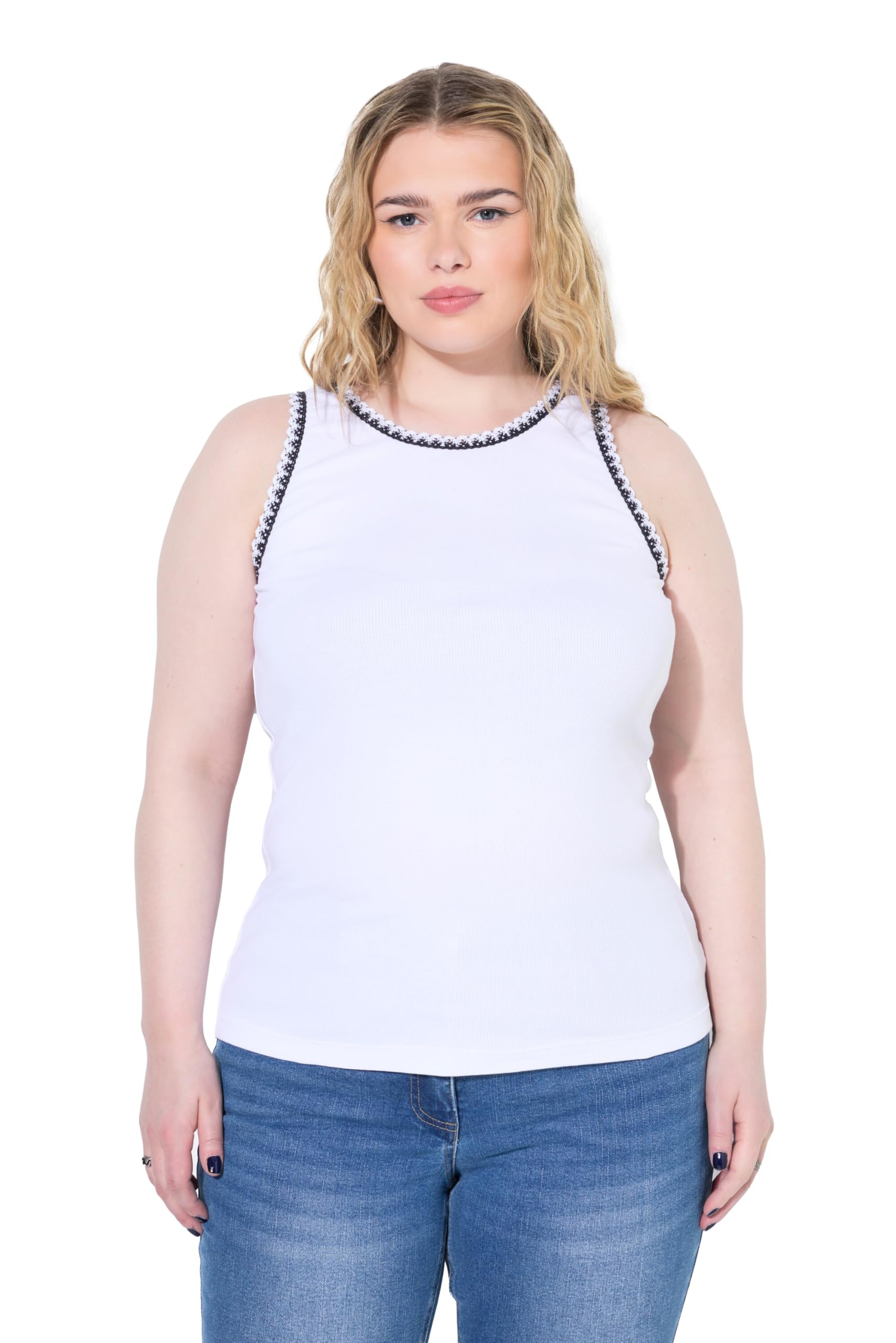 Studio Untold Damen große Größen Übergrößen Plus Size Ripptop, Slim Shape, Häkel-Kanten 840817