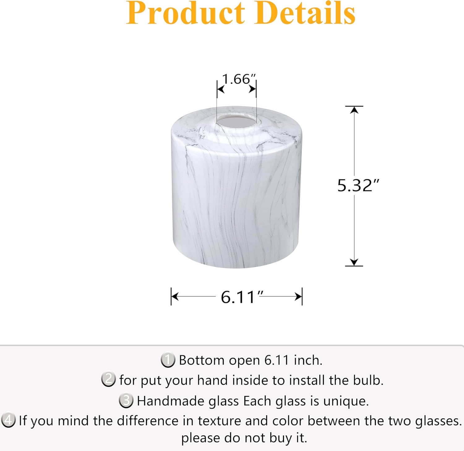 3 Pack Painting Glass Shade Replacement,Ceiling Fan Light Covers Glass Drum Lampshades for Chandelier Vanity Lights Wall Sconces Pendant Light,1.66" Fitter Size,5.32" high*6.11" Diameter