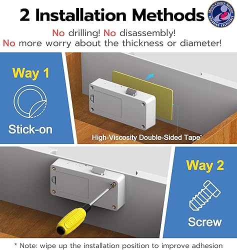 Miniatura 3 de eLinkSmart Cerradura inteligente para gabinete, oculta sin taladro, adhesivo magnético a prueba de bebés, cerraduras de cajón a prueba de niños,