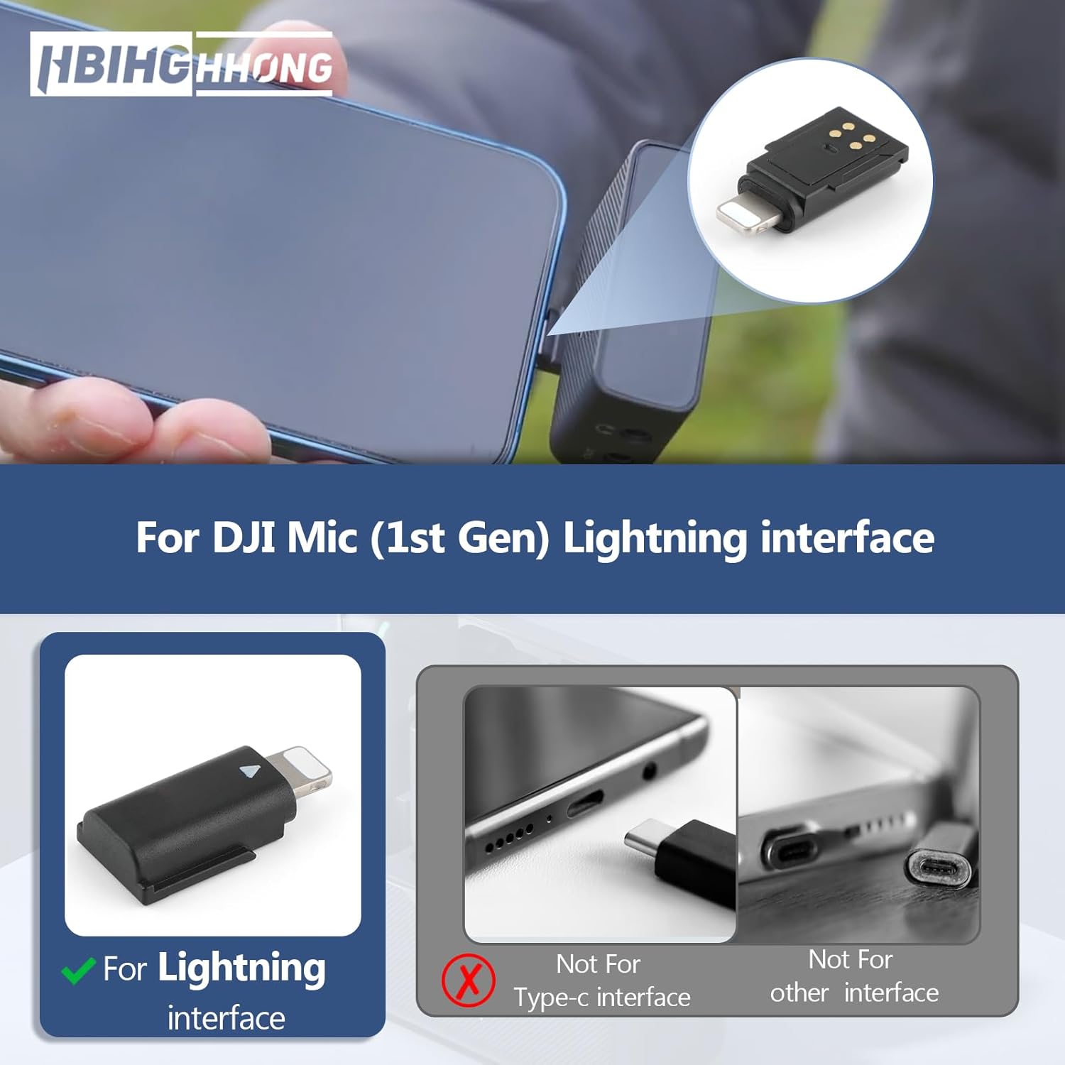 for DJI MIC(1st Gen) Lightning Adapter Phone Wireless Microphone Receiver for DJI Mic(1st Gen) Adapter Phone PC Tablet USB Mic Accessories Applicable only to (1st Gen)