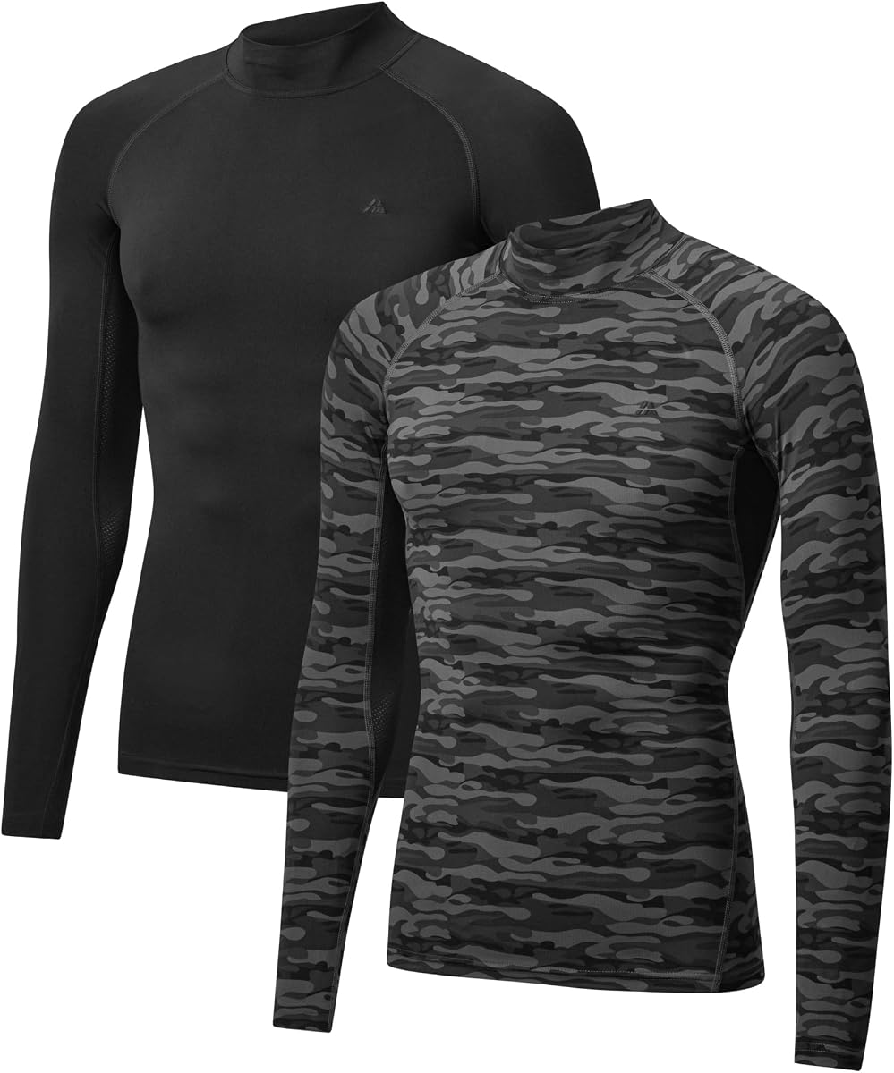 DANISH ENDURANCE Kompressions Shirt Herren, Laufshirt Langarm, 2er Pack