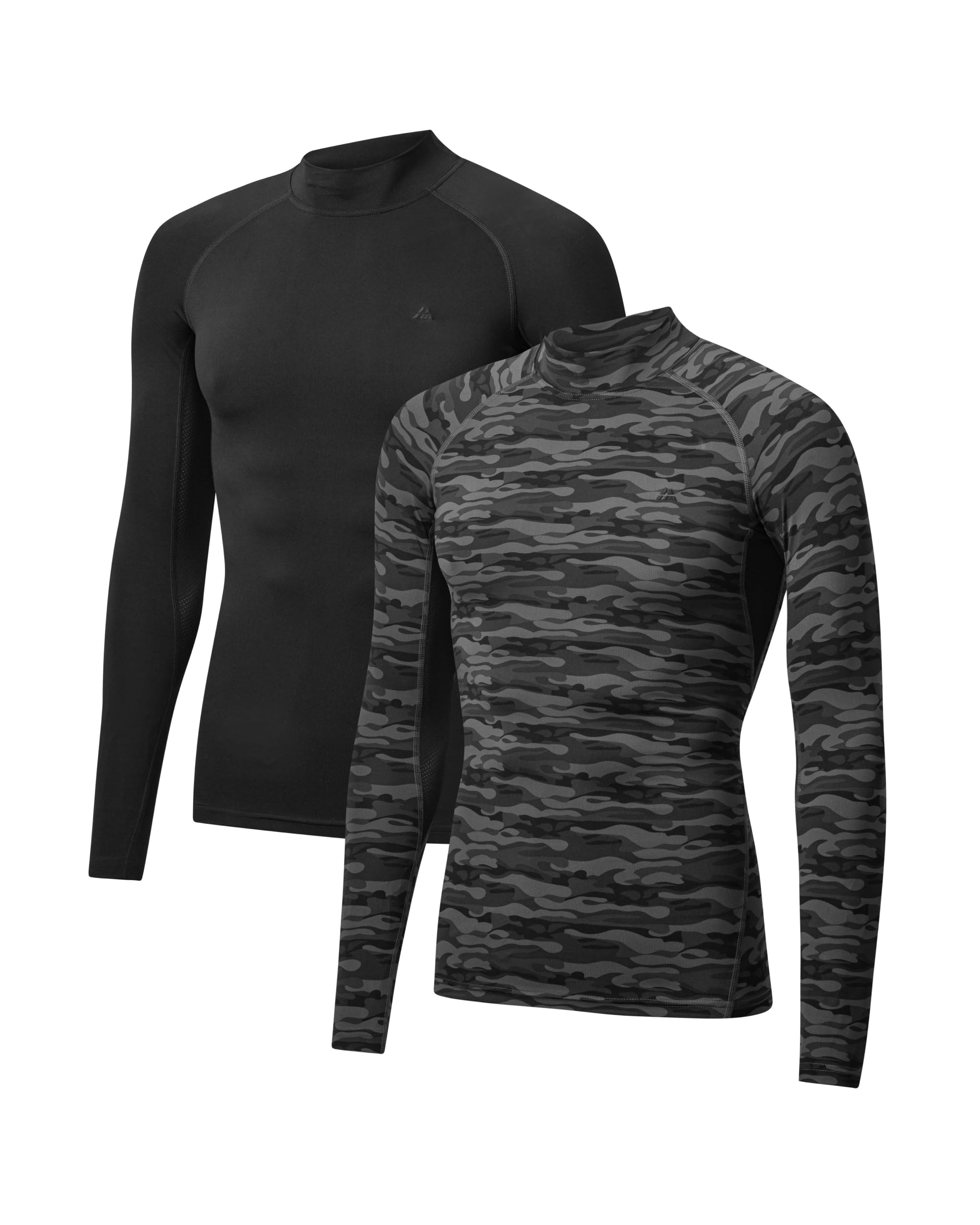 DANISH ENDURANCE Kompressionsshirt Herren, Laufshirt Langarm, Funktionsshirt Herren, Muskelshirts, Sportshirt, Baselayer, Activewear für Männer, Schnelltrocknend & Atmungsaktiv, 2er Pack