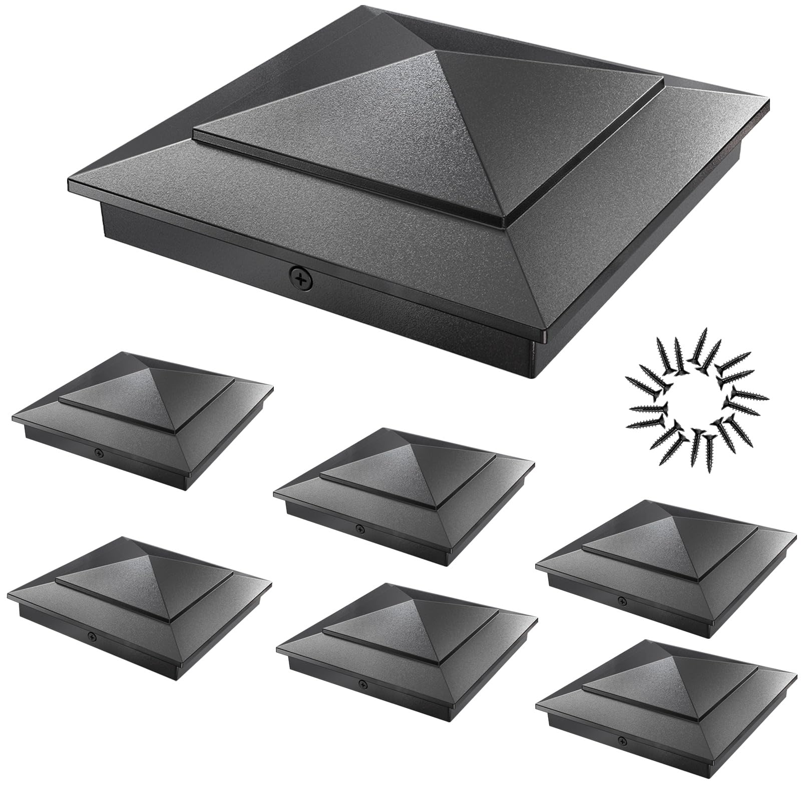 10 Pack Pyramid Aluminum Post Caps for 4x4 Wood Posts (Actual 3.5" x 3.5"), Durable Powder-Coated Fence Post Caps for Deck, Patio, Fence,