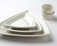 Vista 3 de Tuxton China BWZ-1108 Plato, 11 pulgadas, triangular, borde enrollado, apto para microondas y lavavajillas, a prueba de horno, totalmente Blanco