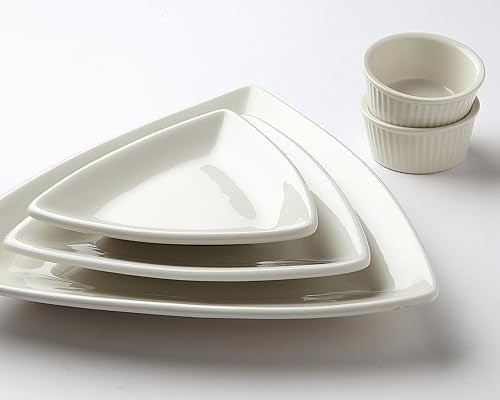 Miniatura 4 de Tuxton China BWZ-1108 Plato, 11 pulgadas, triangular, borde enrollado, apto para microondas y lavavajillas, a prueba de horno, totalmente