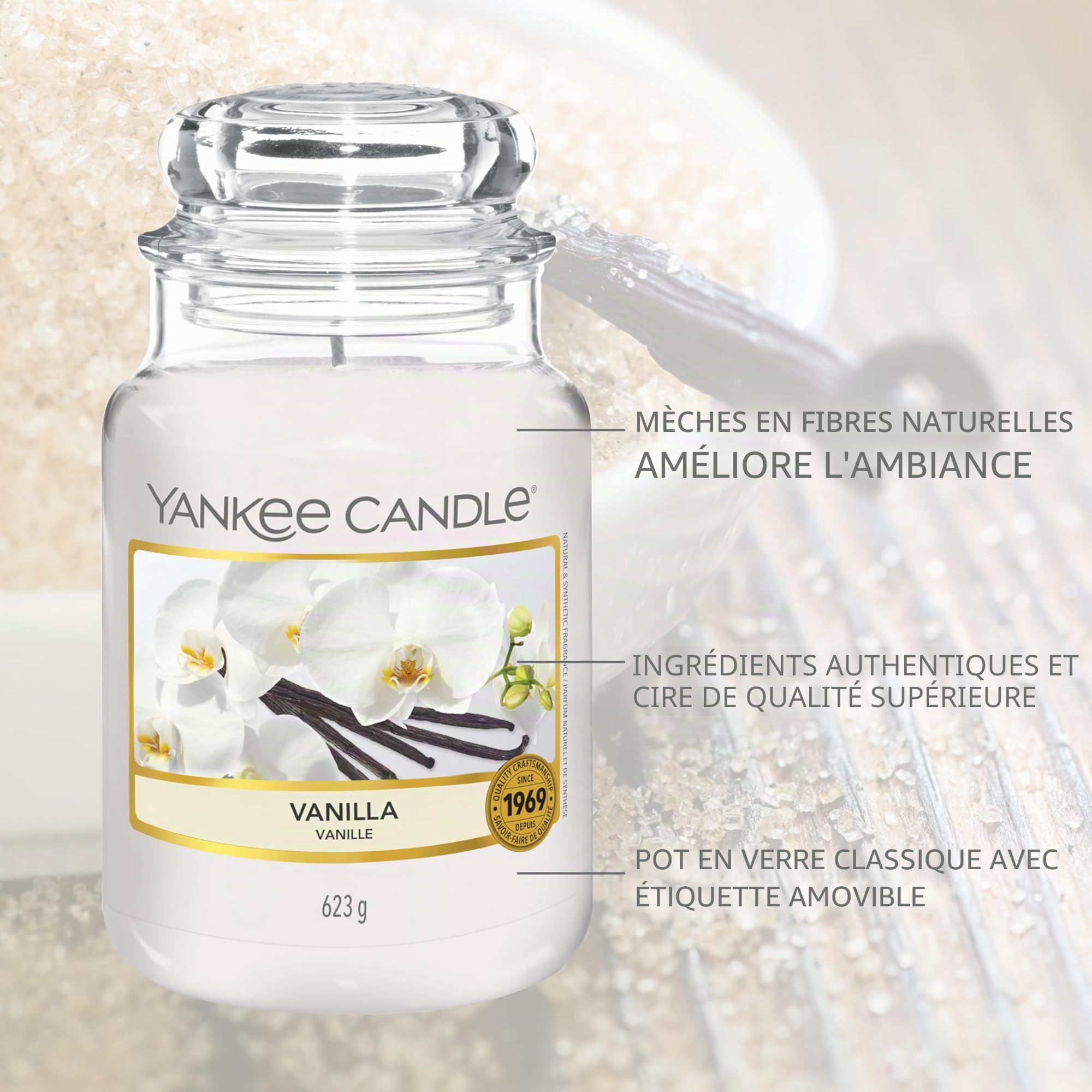 Yankee Candle bougie parfumée Vanille | Format jarre | Bougie longue durée jusqu’à 150 heures de combustion | Cadeaux pour femmes