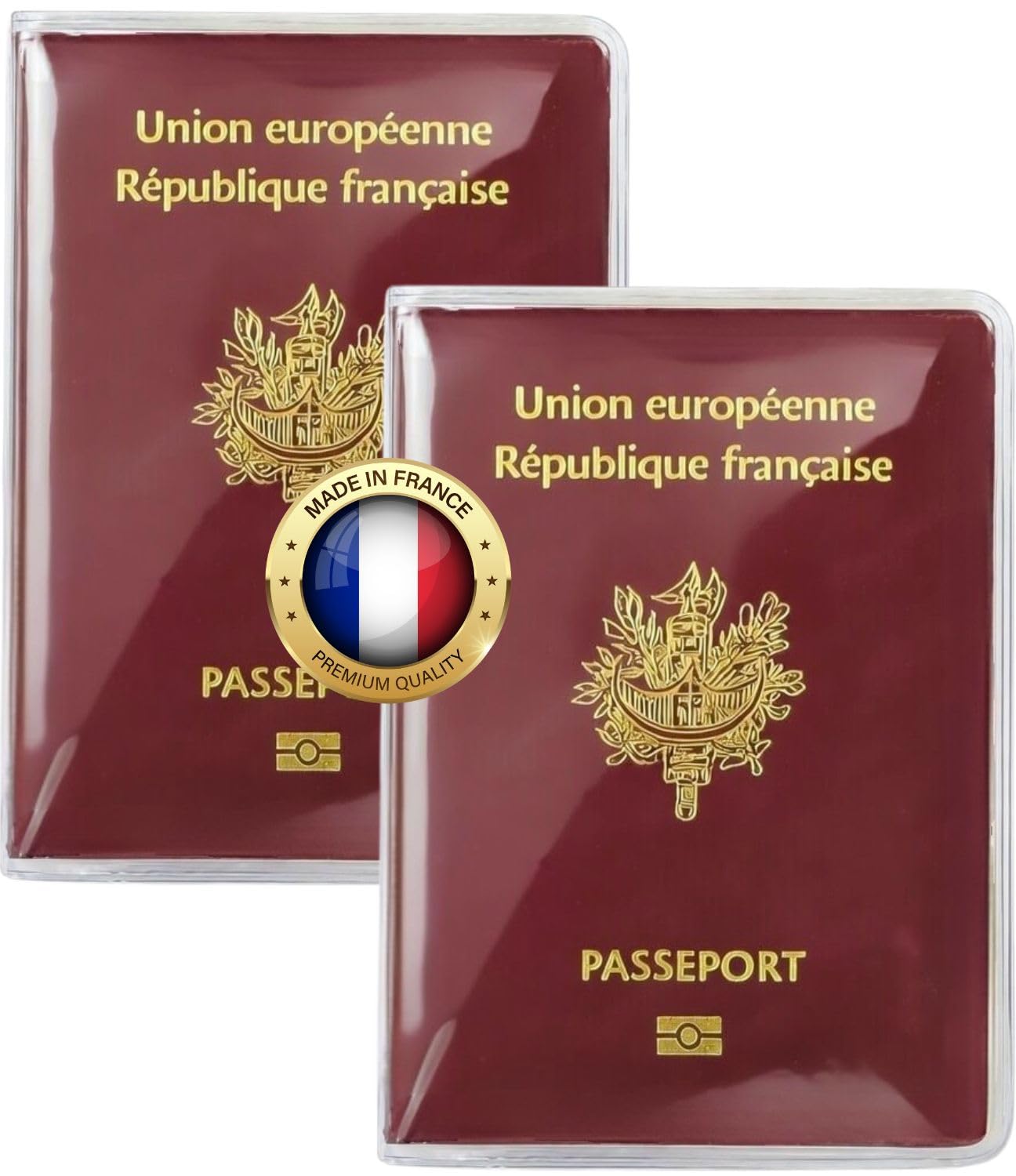 Trensparent Passport Case, Recyclable Plastic Protective Pouch Made in France, Transparent/Green, standard, x2-image-23