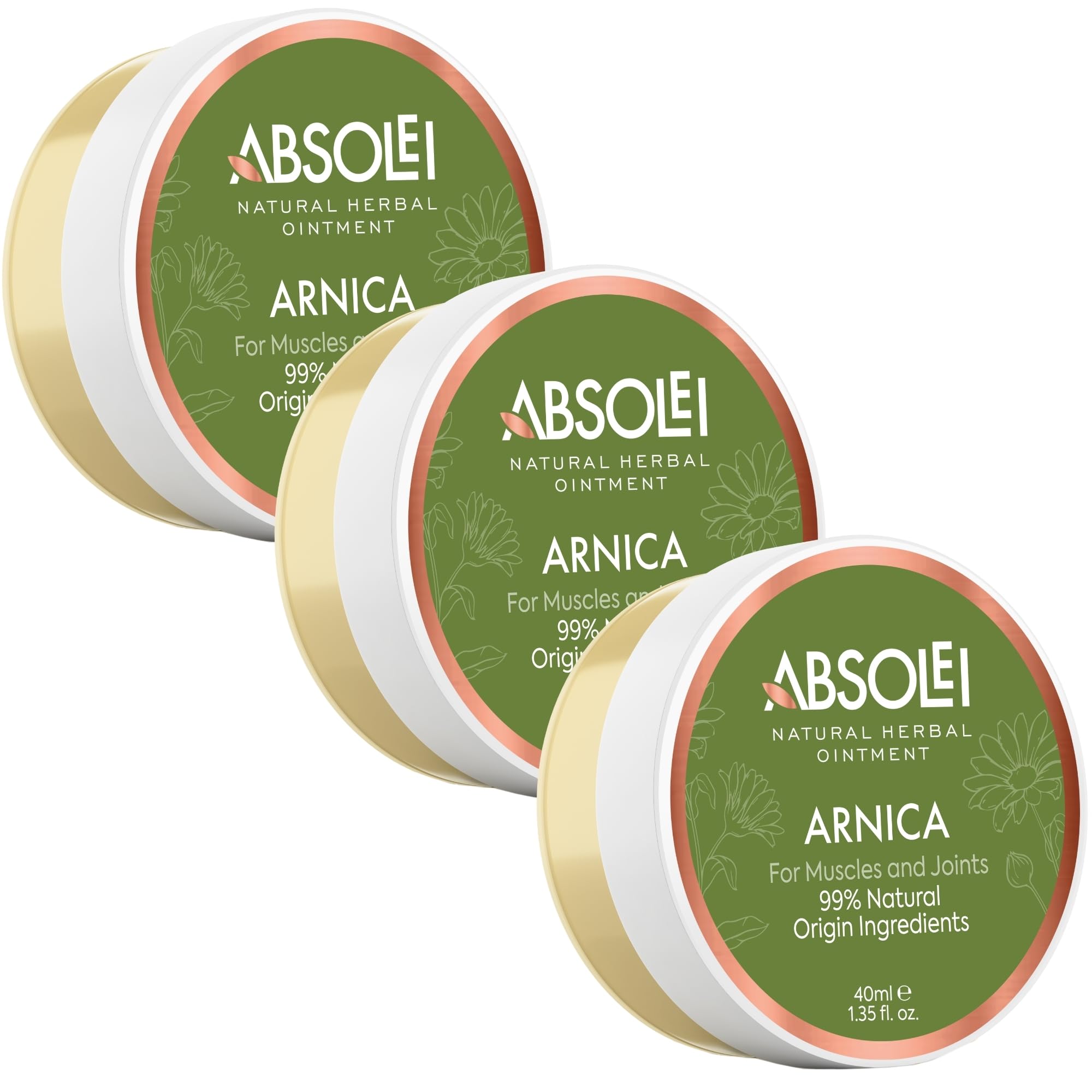 Arnika Salbe, Natürliche Salbe für Muskeln, Blutergüsse und Schwellungen, 40 ml (3er Pack)
