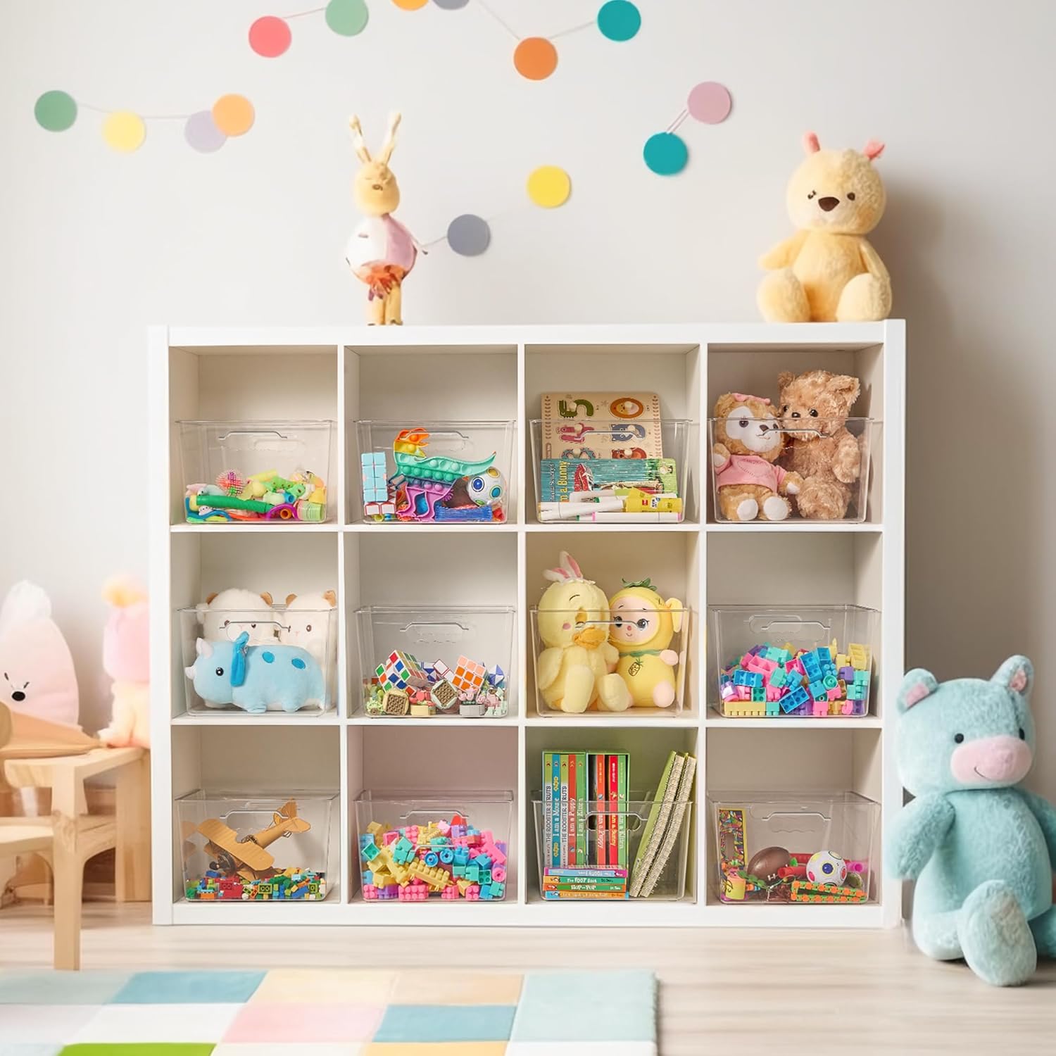 Vtopmart 10 Pack Extra Large Clear Plastic Storage Bins,11x11 Cube Acrylic Organizer Square Containers with Handle for Pantry,Closet,LaundryRoom,Kitchen,Bathroom,UnderSink Organization - Image 2