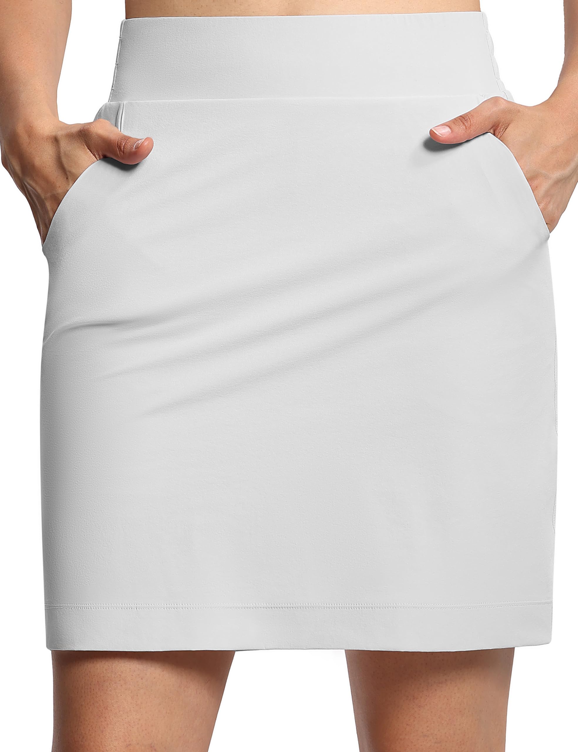 THE GYM PEOPLE Falda pantalón de golf para mujer, modesta, hasta la rodilla, pantalones cortos integrados con 4 bolsillos, Gris