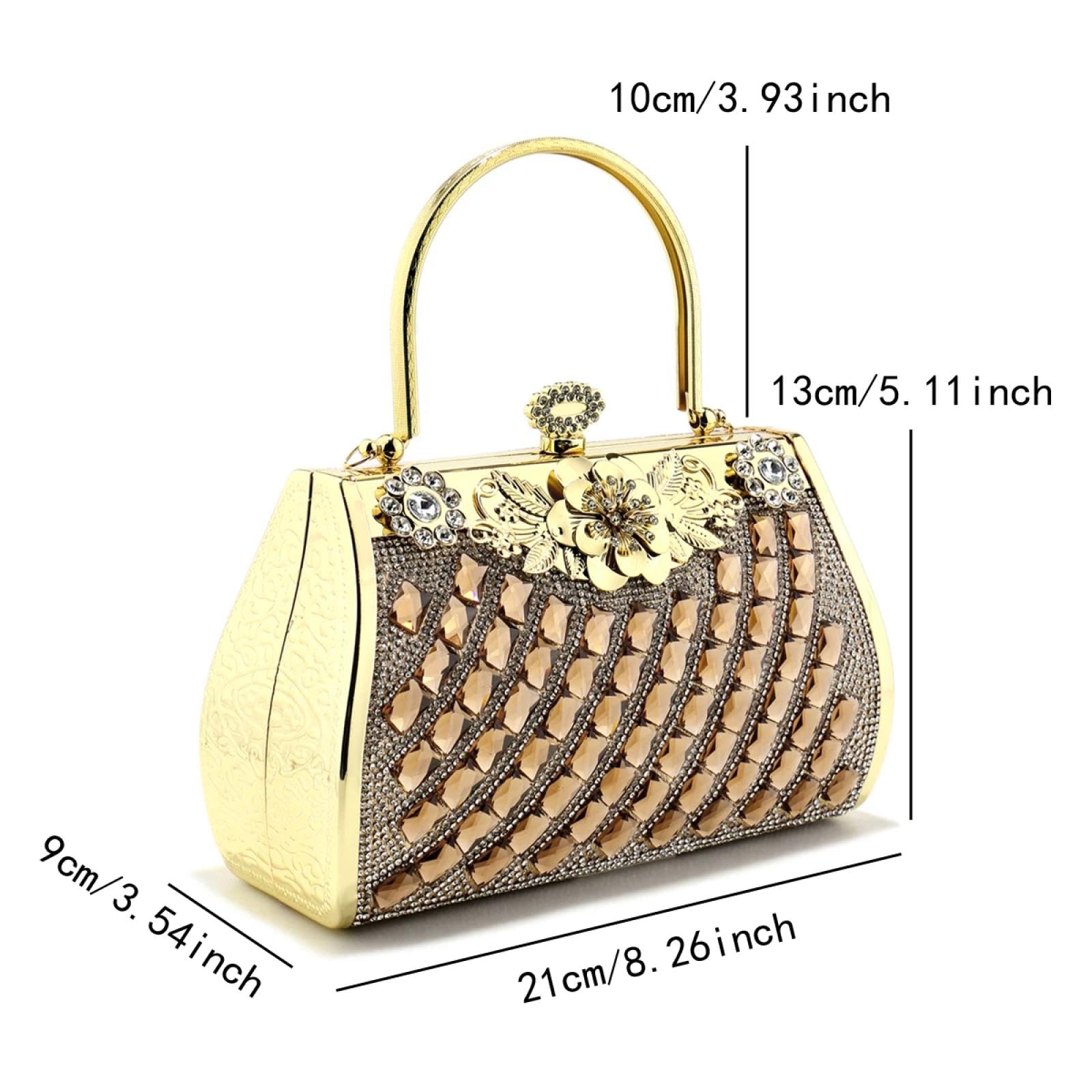 Abendtasche Damen Clutch Elegante Abend Taschen Golden Metal Glitter Clutch Strass Steine Party Mädchen Kleid Bankett Handtaschen