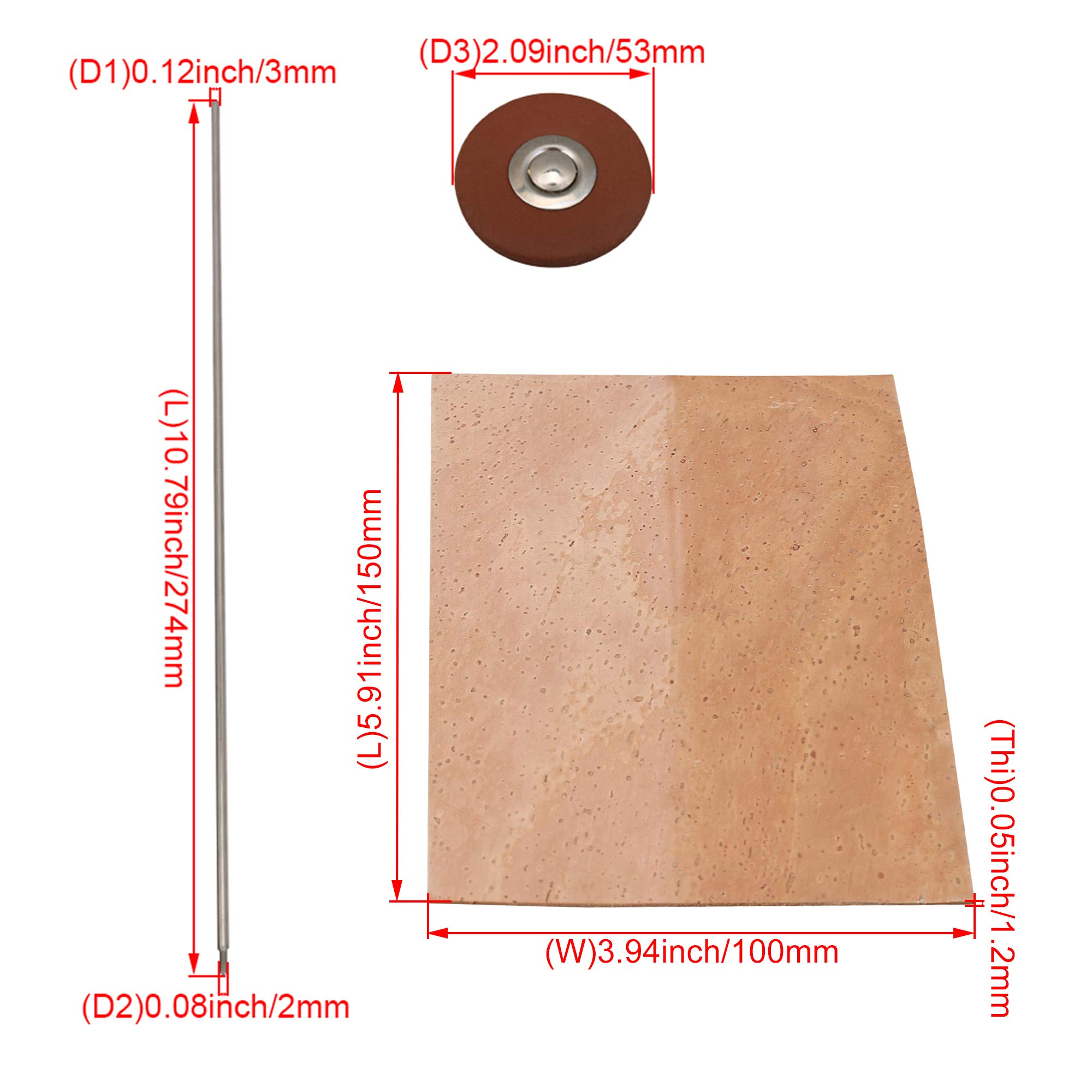 Kit de réparation pour saxophone ténor avec rouleaux, vis, écrous et liège 15 x 10 x 0,12 cm