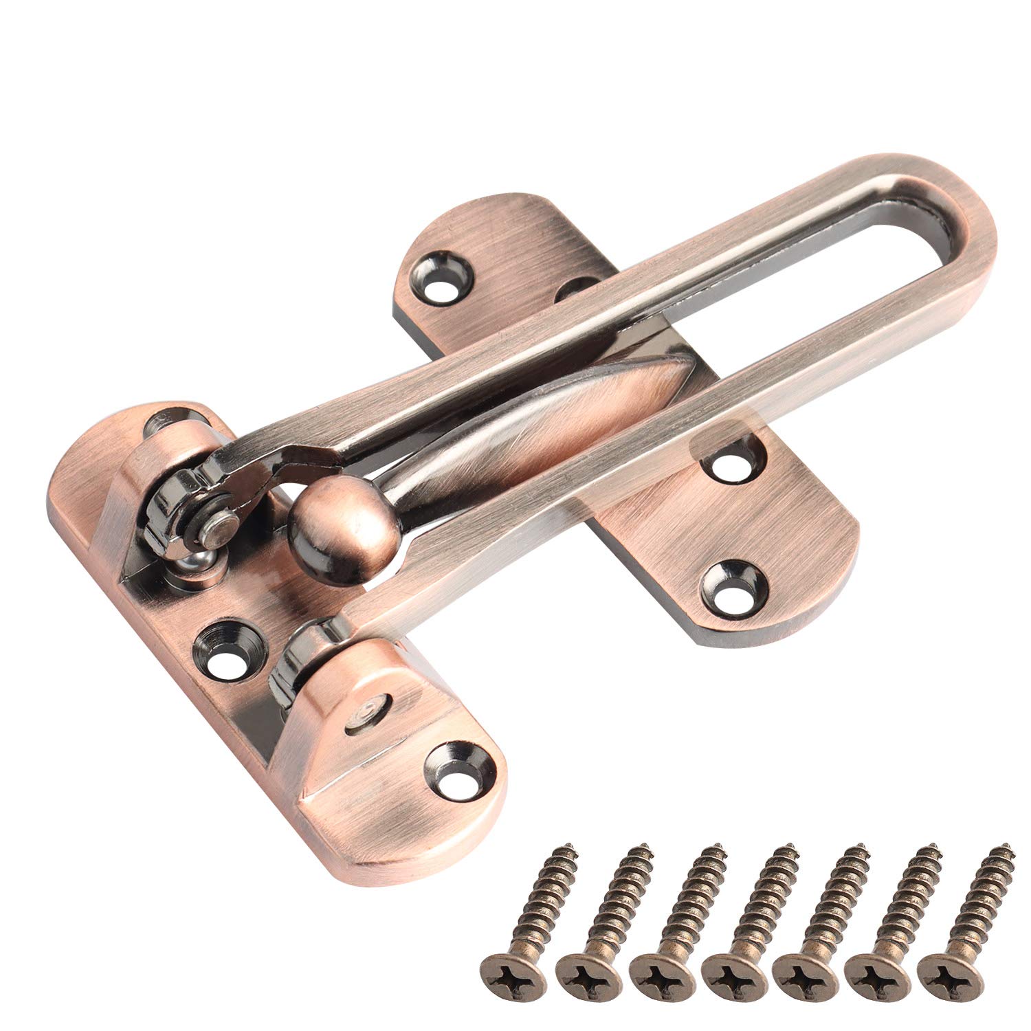 SAISN Door Reinforcement Lock Latch Swing Bar Lock for Home Security Front Door Locks for Kids Thicken Solid Aluminium Alloy (Red Patina) — image 1