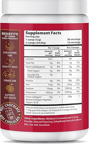 Vista 9 de Péptidos de chocolate en polvo, colágeno hidrolizado tipo 1 y 3 alimentado con pasto, promueve el cabello, la piel, las uñas, los huesos, la salud