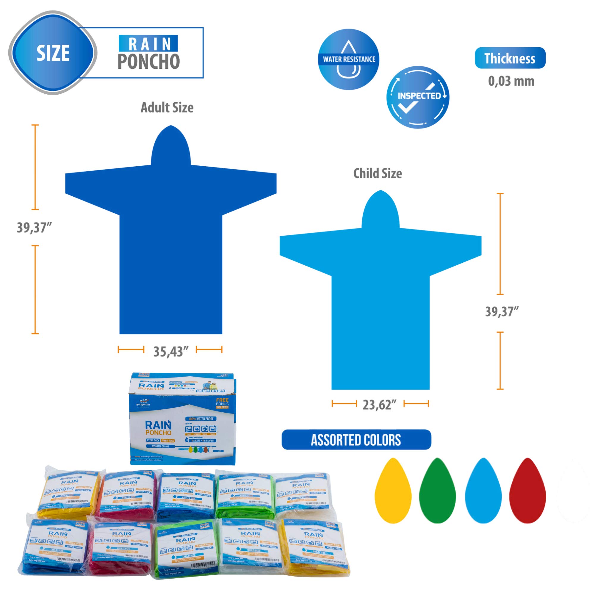 Paquete familiar de ponchos de lluvia extra gruesos, fundas para zapatos incluidas 4 y 10 unidades
