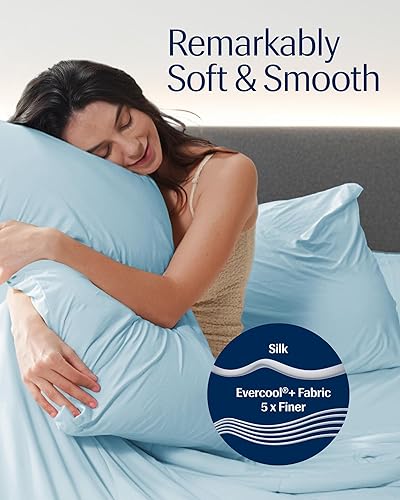 Miniatura 50 de REST® Evercool®+ Juego de sábanas refrescantes, tamaño King, gris claro, sábanas transpirables para personas que duermen con calor y sudores Gris