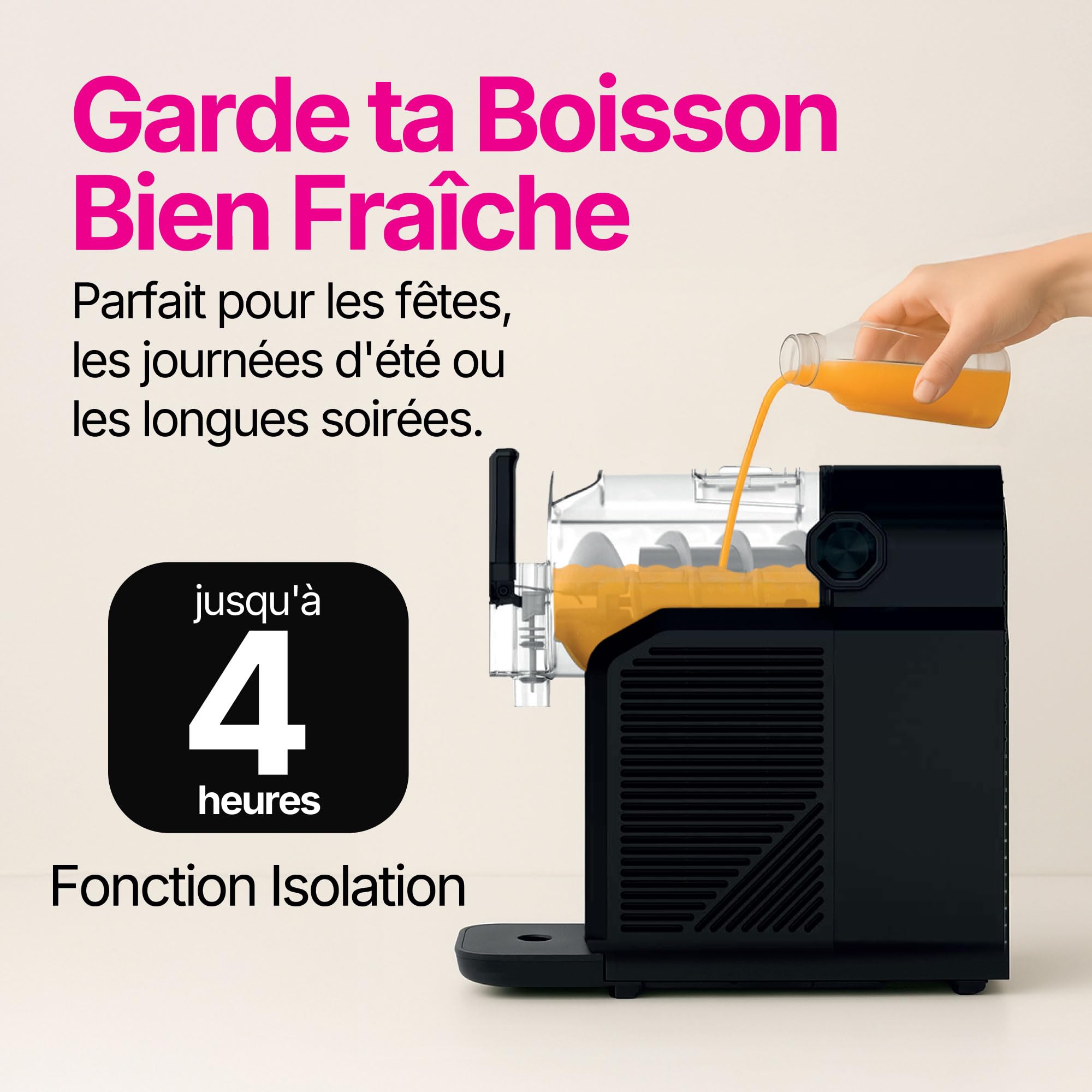 Seeger SuperSlush Machine a Granita, 7-in-1 Slush Machine, Capacité 2L, 7 Programmes Prédéfinis, Granités, Cocktails, Frappés, Milkshakes, Granite, Slushy, Noir, SLFR1BK