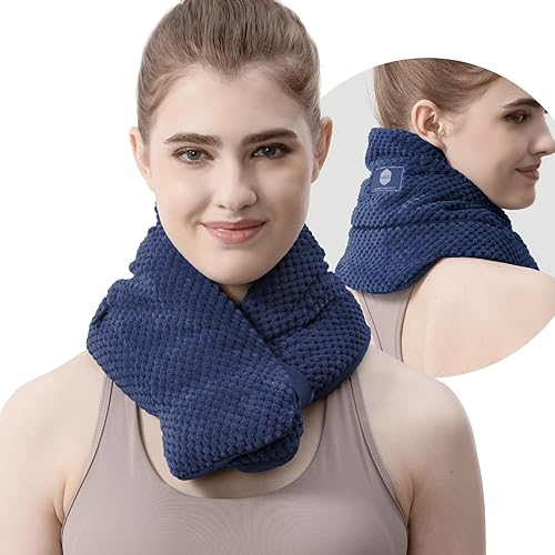 UNCN Almohadilla térmica de cuello con funda lavable de 29 x 6.6 pulgadas para aliviar el dolor de cuello y hombros, envolturas para microondas,