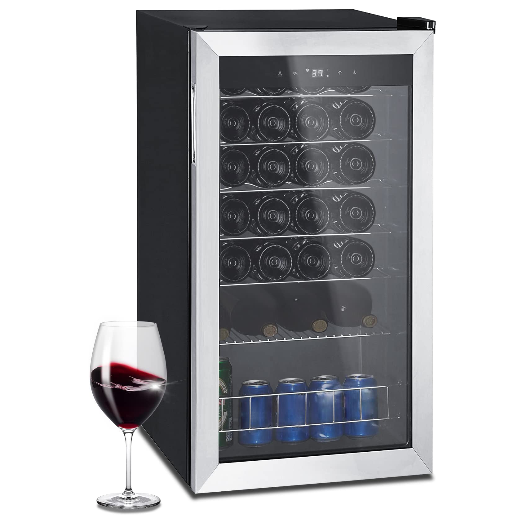 Buy SMETA Small 28 Bottles Wine Refrigerator Cooler with Stainless