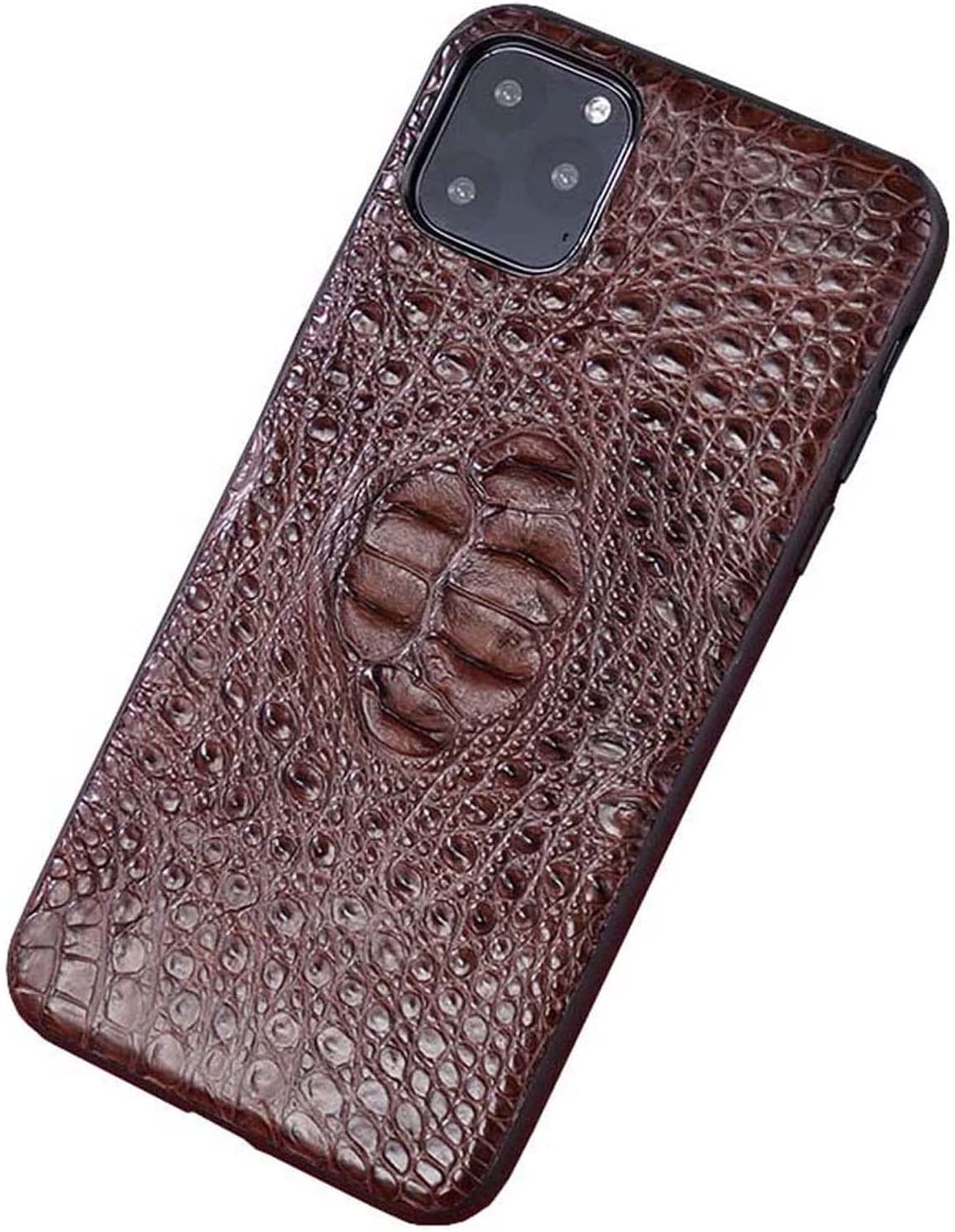 Étui rigide iPhone 14 cuir crocodile marron crâne - 8