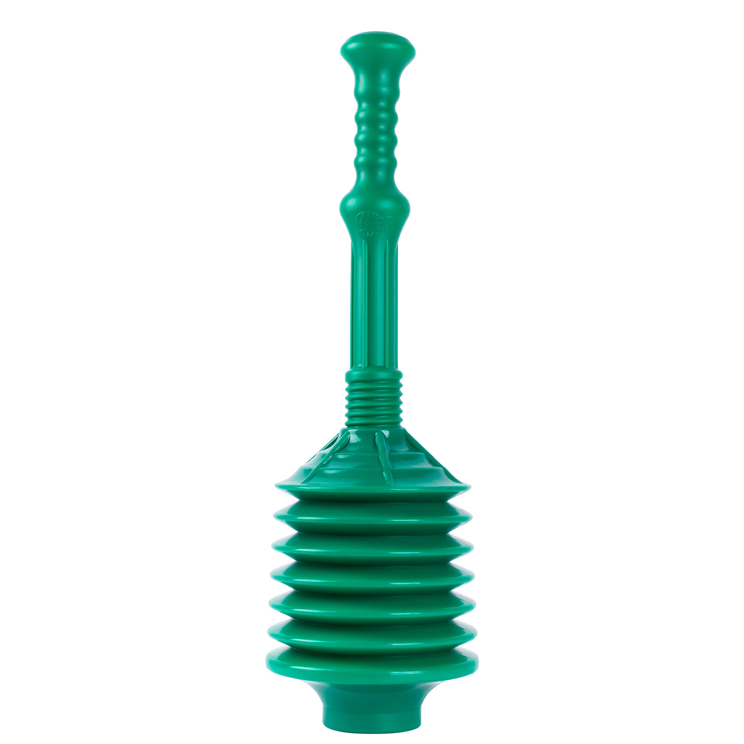 VETTA Professional Bellows Accordion Toilet Plunger, High Pressure Thrust Plunge Removes Heavy Duty Clogs from Clogged Bathroom Toilets, All Purpose Commercial Power Plungers for Any Bathrooms, Green