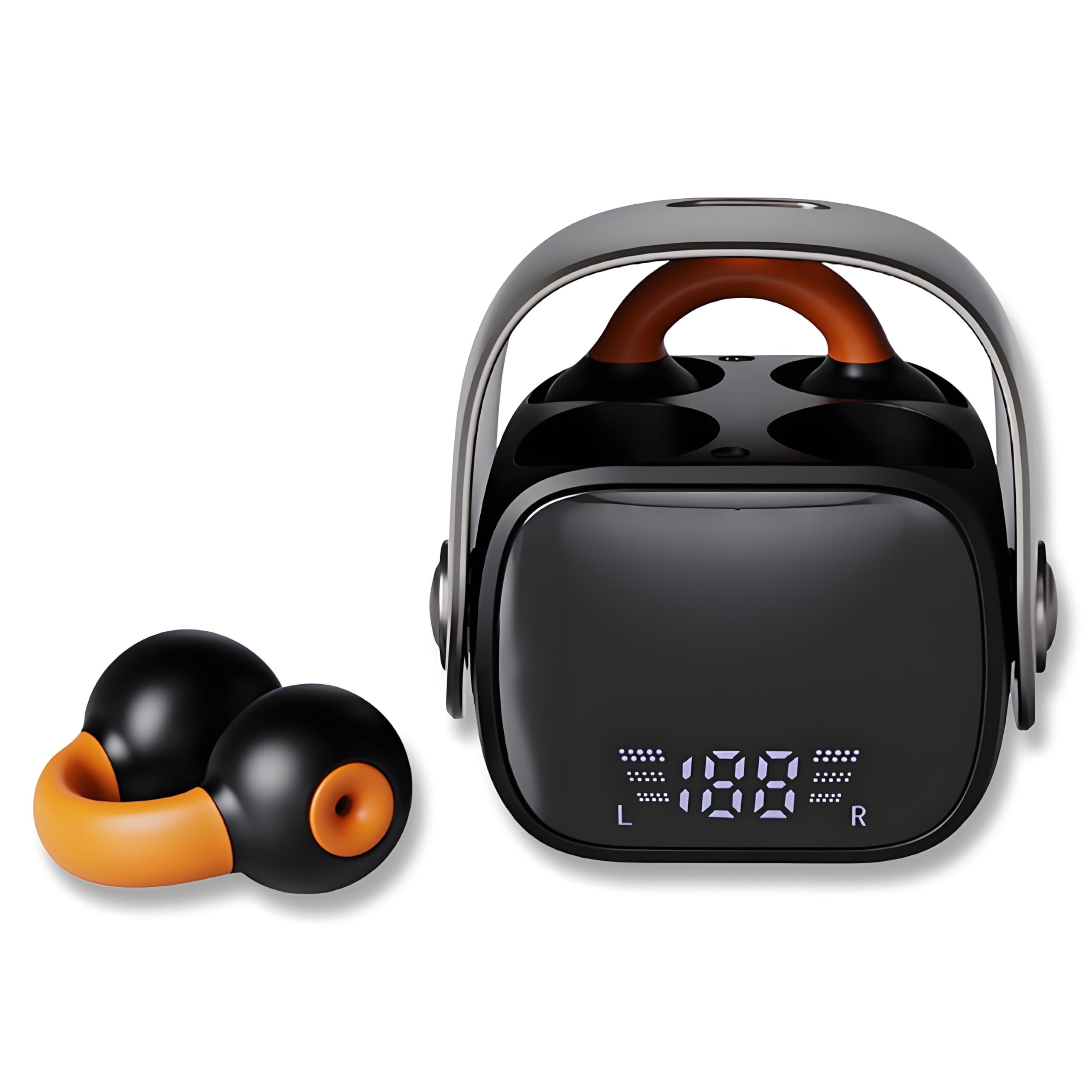 Auricolari Bluetooth a Clip Senza Fili, Auricolari Sportivi Aperti con Display LED - Design Confortevole, Auricolari Open-Ear a Clip Senza Dolore, Ideali per Corsa, Allenamento, Palestra- Nero