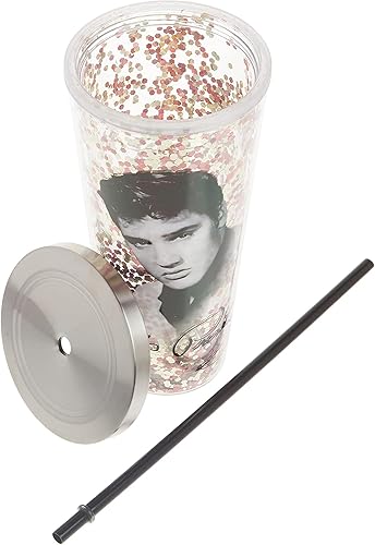 Miniatura 6 de Spoontiques - Vaso de acrílico relleno de purpurina - Vaso de purpurina con popote - 20 onzas - Tapa de bloqueo de acero inoxidable con popote -