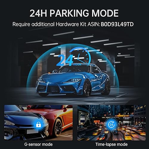 Miniatura 12 de Veement Cámara de espejo retrovisor 4K, cámara de tablero de espejo 4K de 10 pulgadas con cámara de respaldo de 1080P, cámara de tablero frontal