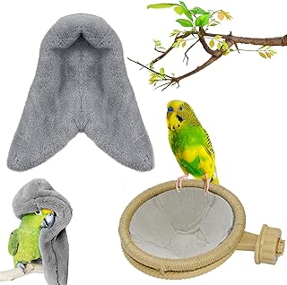 Bird Cozy Corner Fleece Blanket Parrot Plush Snuggle with Bird Nest Parakeet Nest Handmade Cotton Weave Egg Cage Hemp Rope Nests and Breeding Nests for Parakeet Cockatiel Conures Lovebirds
