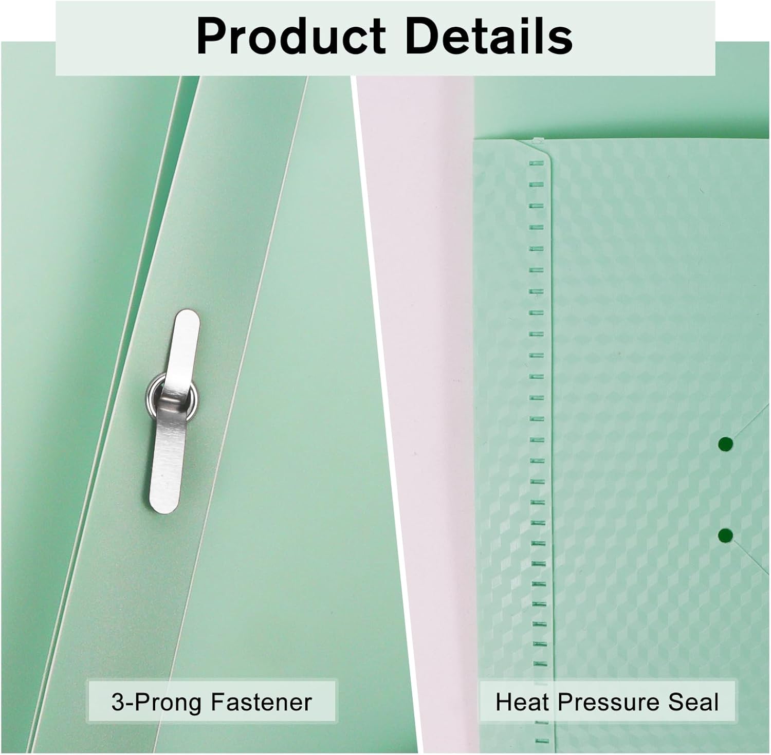 24-Pack Plastic andPockets and Prongs,2-Pocket and3 Fasteners, Pastel Folders Holds 8-1/2" x 11" Paper for School/Office/Home, Green