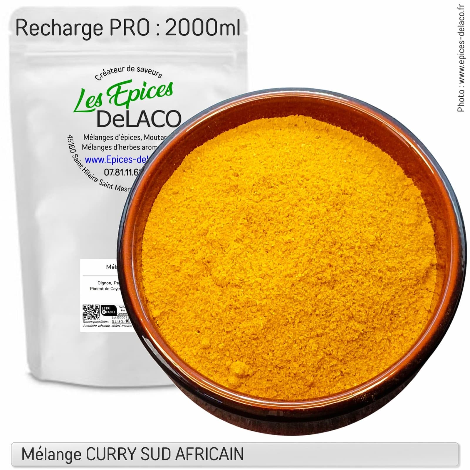 Mélange CURRY SUD AFRICAIN 1000g PRO | Les Epices DeLACO