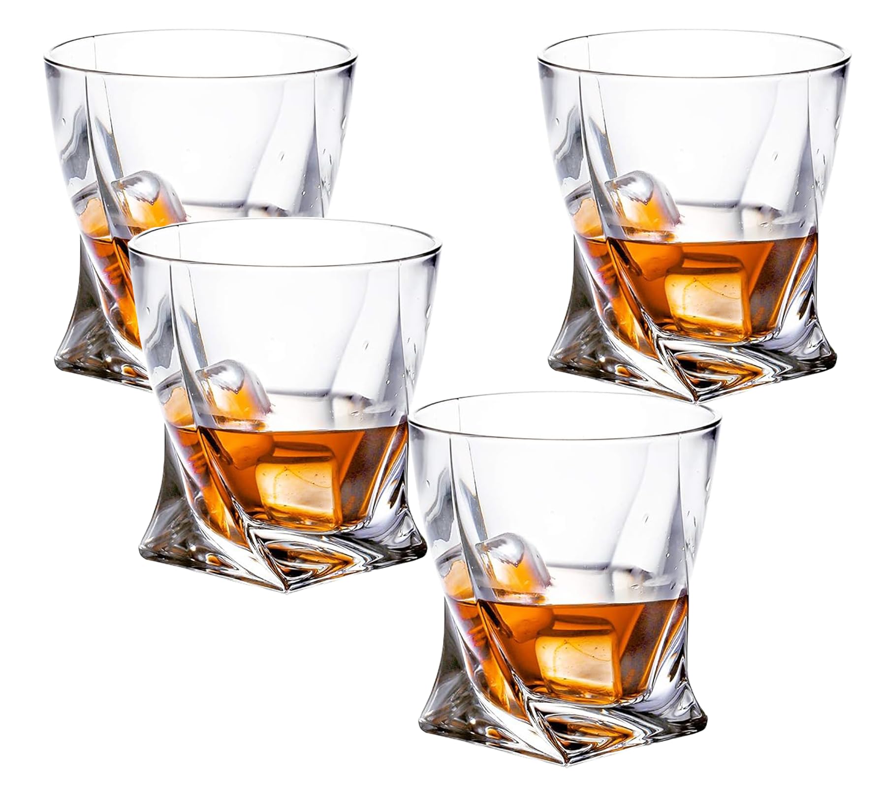 Hylruu A Crystal Whiskey Glasses, 300Ml Set Of 4 Lead Free Hand Blown Crystal, Perfect For Scotch, Bourbon, Manhattans, Old Fashioned's, Cocktails