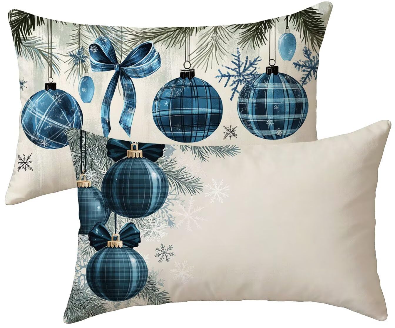 Housse coussin 40x70 bleu en velours noble imperméable lit