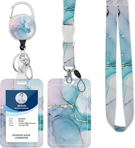 Miniatura 8 de Cordón con soporte para insignias carrete retráctil para insignia con correa desmontable para el cuello y soporte vertical para identificación para