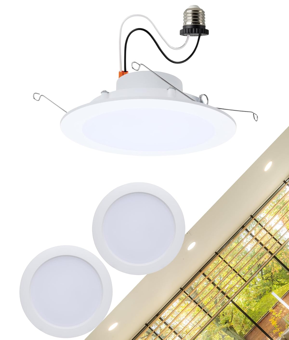 Satco S11892 10 Watt 6-Inch LED Downlight Retrofit Flat Wafer Round Matte White