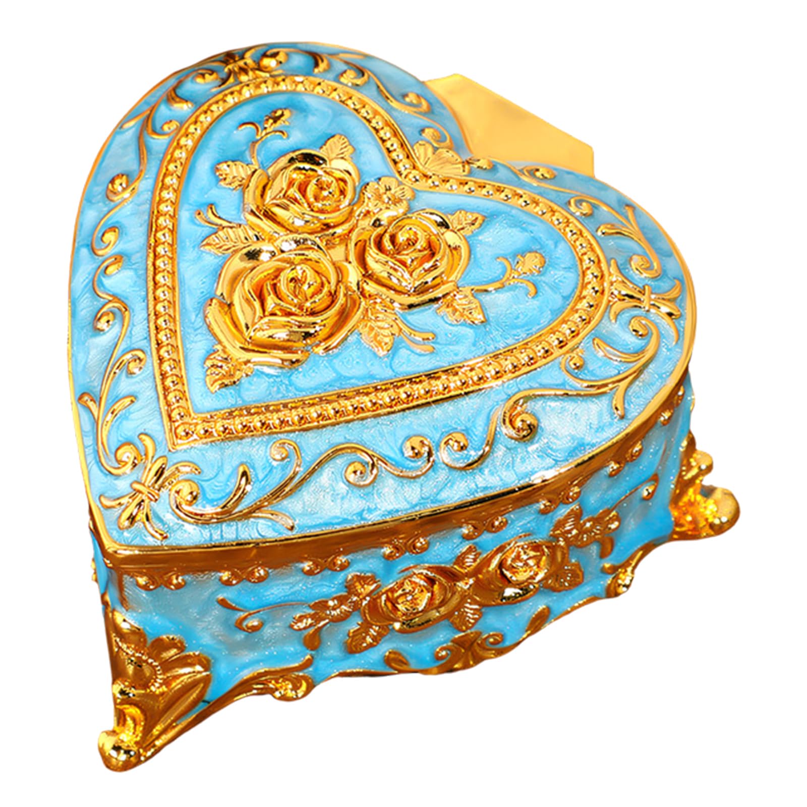 Msioytog Charm Rose Decorated Jewelry Chest in Heart Shape Ideal for Storing Jewelry Items Heart Shape Case