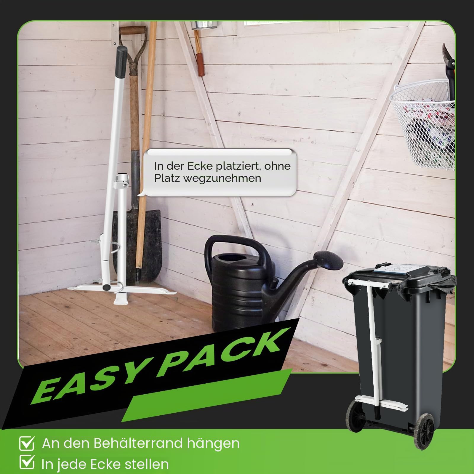 NEWTRY Müllpresse Müllverdichter für 120L-240L Rollcontainer, Abfallzerkleinerer Recycling-Handwerkzeug mit platzsparendem Design für Zuhause, Küche und Garten - Weiß