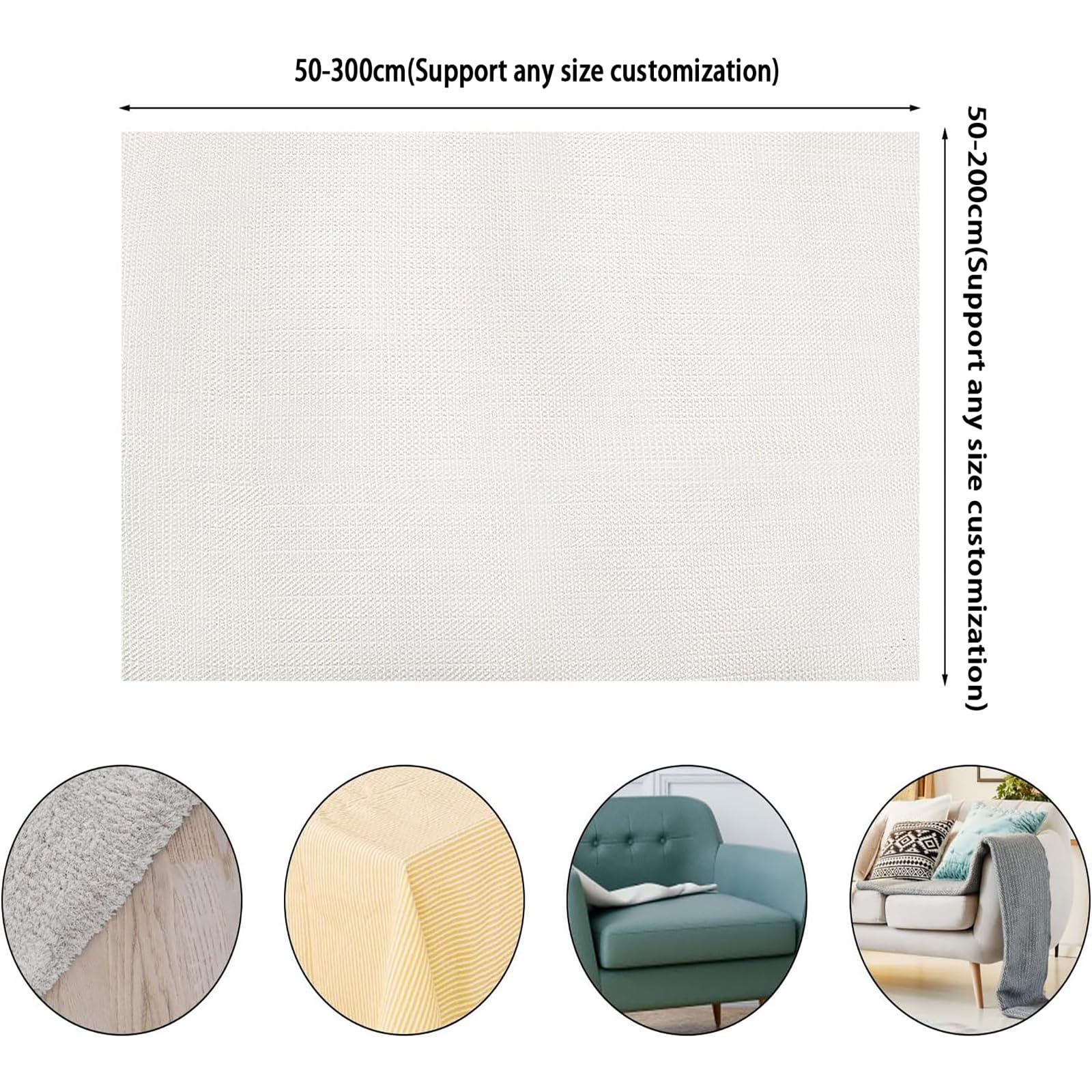 Sottotappeto Antiscivolo 170 x 220 cm Multiuso Tagliabile Lavabile Tappeto Antiscivoli Lavabile/Antiscivolo Sottotappeto per Cemento, Piastrelle e Legno, bianco